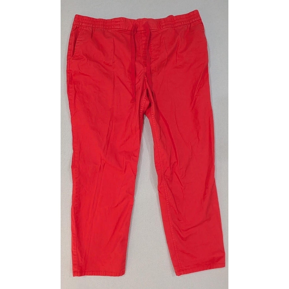 Old Navy Pants Women 18 Red Excellent Elastic Waist Drawstring Straight Leg